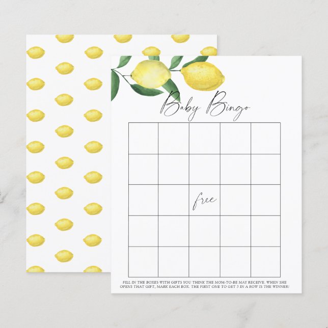Lámina Lemons - juego de Bingo para Bebés (Anverso / Reverso)