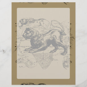 Lámina Leo Constellation Map Hevelius 1690 en Taupe