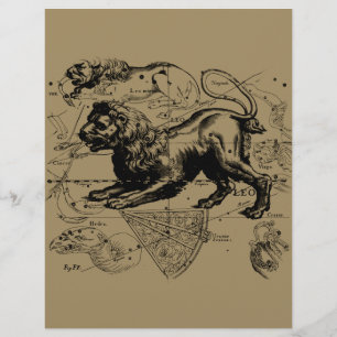 Lámina Leo Constellation Map Hevelius circa 1690