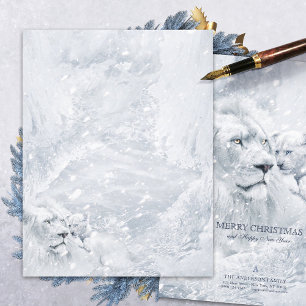Lámina León blanco y cachorro con hielo - Papel de estaci