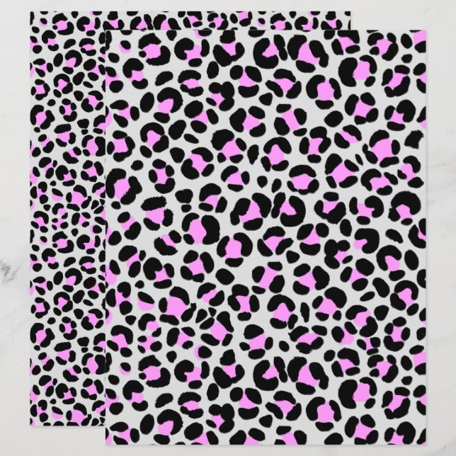 Lámina Leopardo gris rosa negro (Anverso / Reverso)
