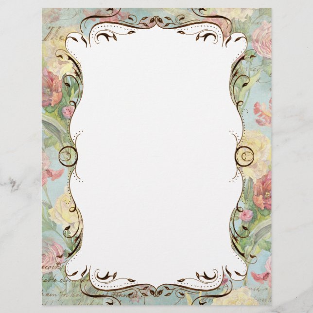 Lámina Les Fleurs Peony Rosa Tulip Floral Stationery Pg 2 (Anverso)