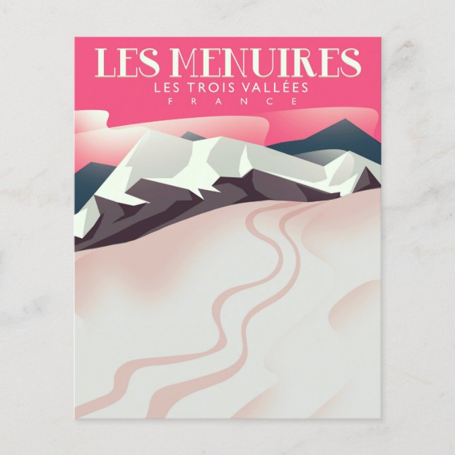 Lámina Les Menuires,Les Trois Vallées, Francia esquí vint (Anverso)