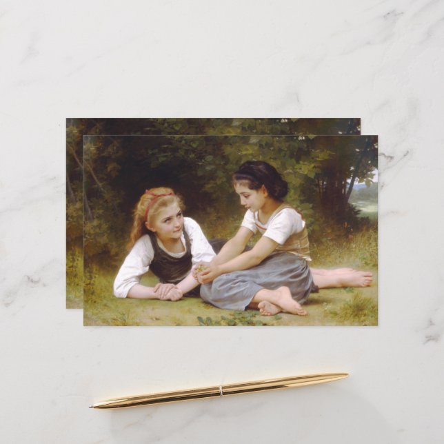 Lámina Les Noisettes: Jóvenes Chicas recogiendo hazellana (Anverso/Reverso In Situ)