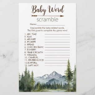 Lámina Let the Adventure Word Scramble Game Baby Shower