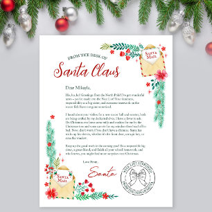 Lámina Letra acuarela de Santa Claus para niños