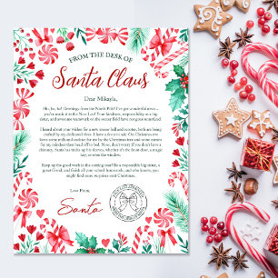 Lámina Letra acuarela de Santa Claus para niños