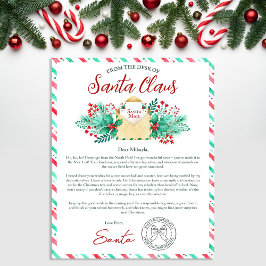 Lámina Letra acuarela de Santa Claus para niños