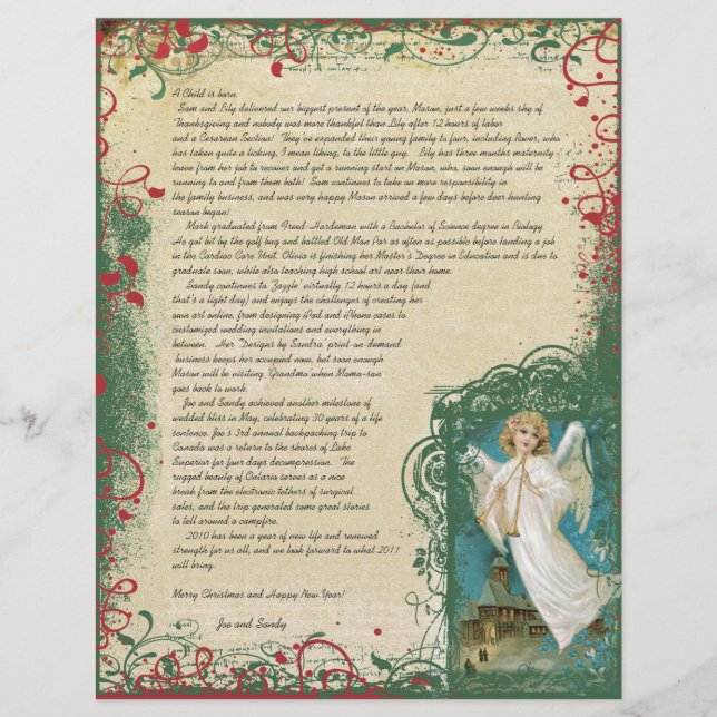 Lámina Letra ángel vintage Navidad (Anverso)