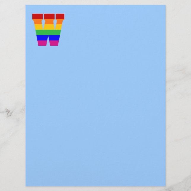 Lámina Letra arco iris W (Anverso)