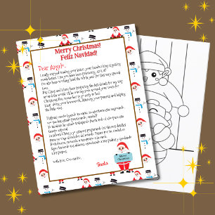 Lámina Letra bilingüe blanca Santa para niños español