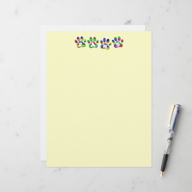 Lámina Letra Pawprints color arcoiris (Anverso/Reverso In Situ)