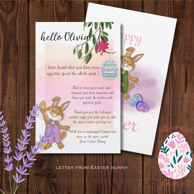 Lámina Letra rosa bonito de conejo de Pascua (Pretty Pink Letter from Easter Bunny)