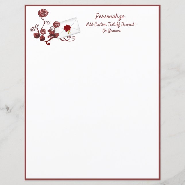 Lámina Letra rosa rosa roja elegante y romántica (Anverso)