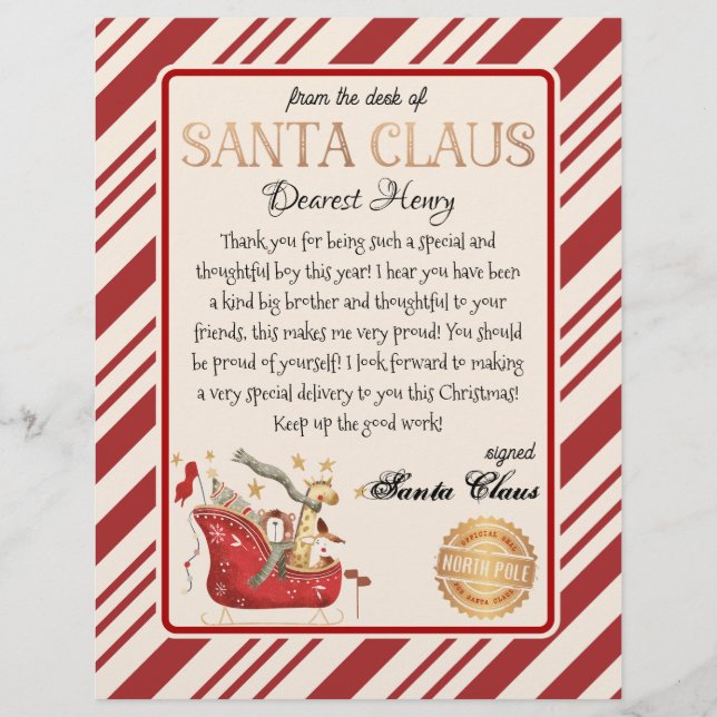 Lámina Letra Santa Claus Imprimible con eslora completa (Anverso)