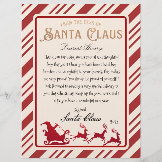 Lámina Letra Santa Claus Imprimible con eslora completa (Anverso)