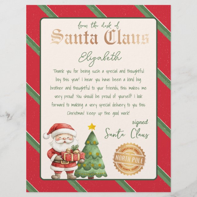 Lámina Letra Santa Claus reno lindo imprimible (Anverso)