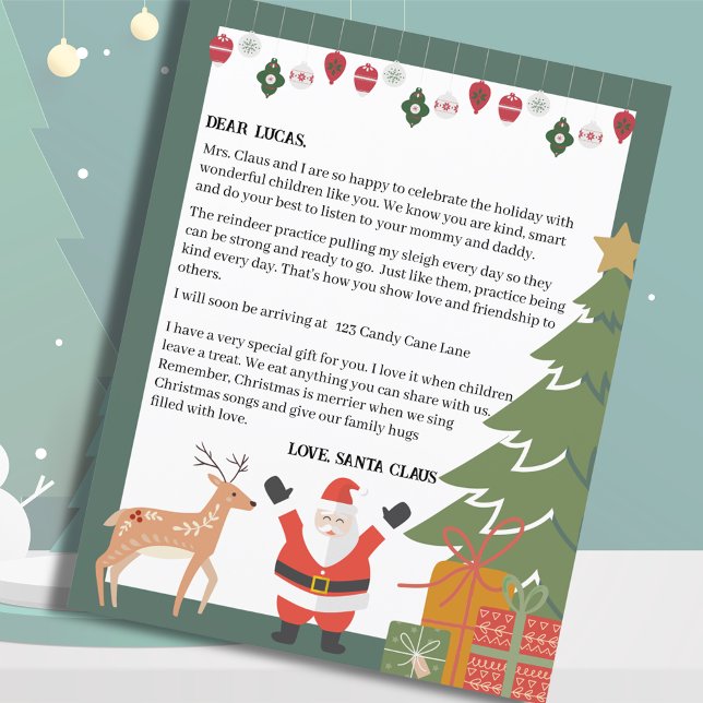 Lámina Letra Santa Cute Para Niños (Cute Santa Letter For Kids
)