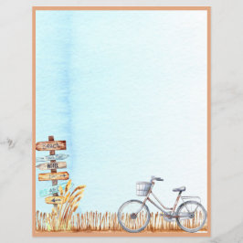 Lámina Letra veraniega de la bicicleta junto a la playa P