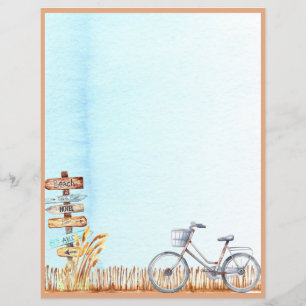 Lámina Letra veraniega de la bicicleta junto a la playa P