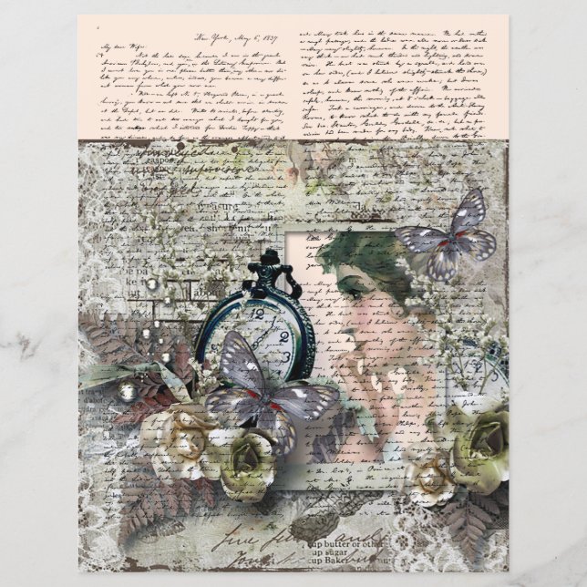 Lámina Letra vintage Montague 1837 antigua guión (Anverso)