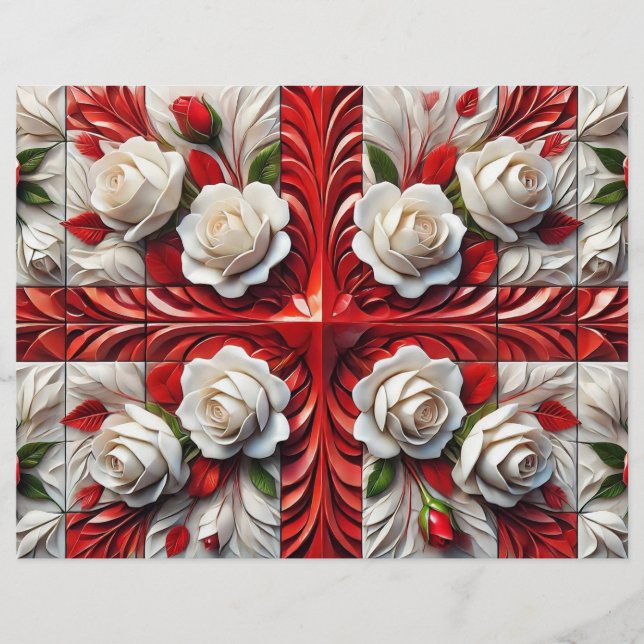 Lámina Letras con diseño de Rosas ingleses (Anverso)