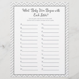 Lámina Letras Juego de Baby Shower Gray Chevron