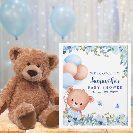 Lámina Letrero de bienvenida para Baby Shower con Oso de 