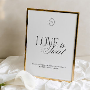 Lámina Letrero de Boda Elegante Amor Negro y Blanco es Du