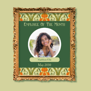 Lámina Letrero de Empleado del Mes en Arte Nouveau Verde