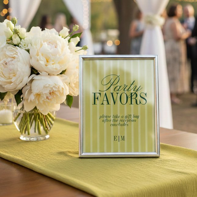 Lámina Letrero de Favor de Boda Elegante Chartreuse Tome  (Elegant Chartreuse Wedding Favor Take One Sign)