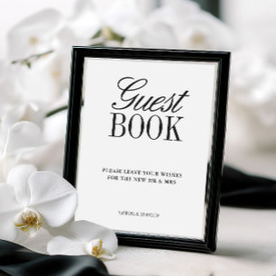 Lámina Letrero de Libro de Invitados de Boda Elegante en 