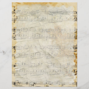 Lámina Letrero de pergamino de música antigua vintage