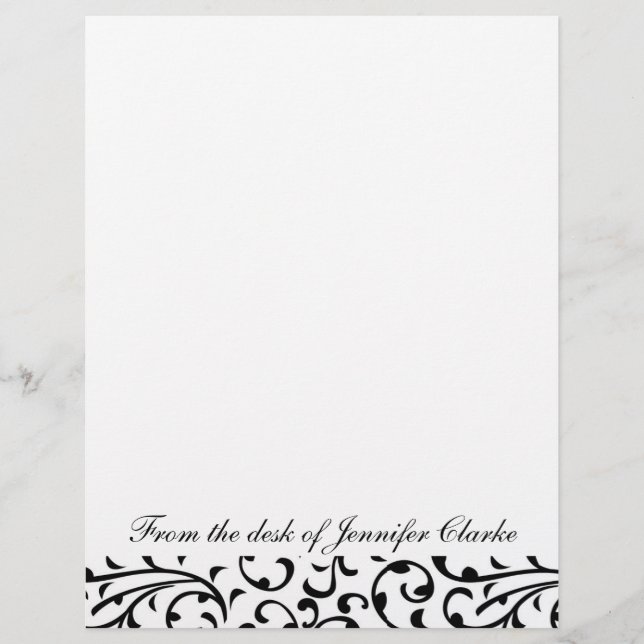 Lámina Letrero de personalizable Damasco blanco y negro (Anverso)