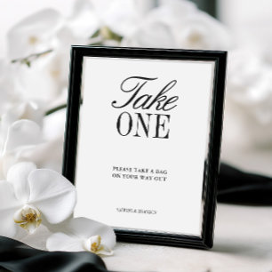 Lámina Letrero de Regalo de Boda Elegante en Negro y Blan