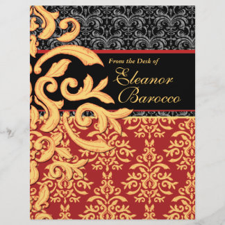 Lámina Letrero dorado rojo, negro y dorado Damasco