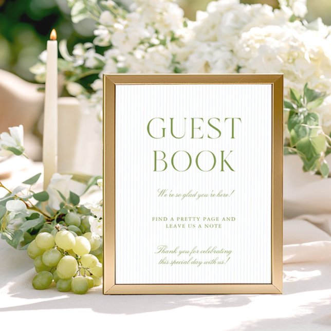 Lámina Letrero para Libro de Firmas de Invitados de Boda  (Sage Green & Soft Blue Wedding Guest Book Sign)