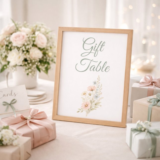 Lámina Letrero para mesa de regalos de boda con flores si (Subido por el creador)