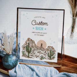 Lámina Letrero personalizado para baby shower de vaquero