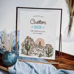 Lámina Letrero personalizado para baby shower de vaquero 