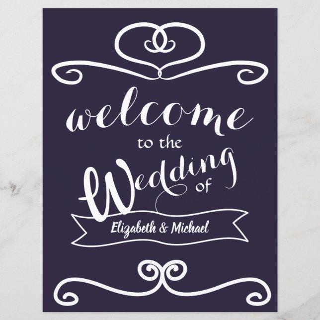 Lámina Letreros Personalizados para Bodas Azul Marino Gir (Anverso)