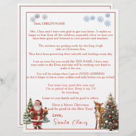 Lámina Letter from Santa Claus Snowflakes Reindeer