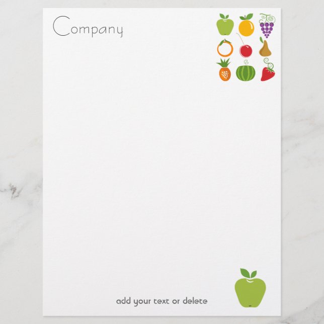 Lámina Letterhead de alimentos naturales (Anverso)