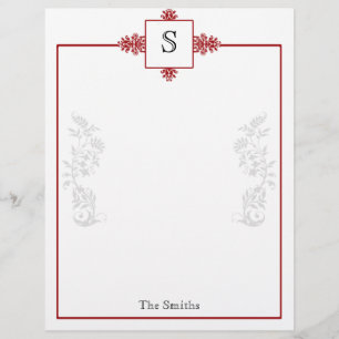 Lámina Letterhead de damasco rojo y blanco