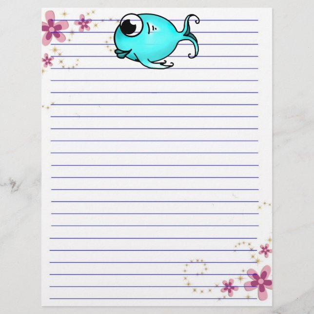Lámina Letterhead de peces azules (Anverso)