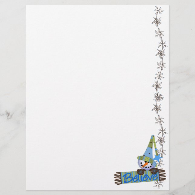 Lámina Letterhead de vacaciones de Snowmen (Anverso)