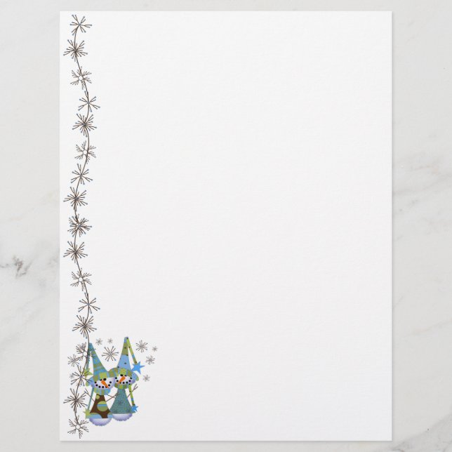 Lámina Letterhead de vacaciones de Snowmen (Anverso)