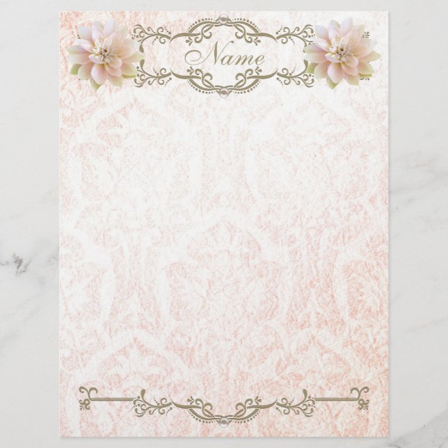 Lámina Letterhead Old Pink Lotus Flower Paper Gold Pearl (Anverso)