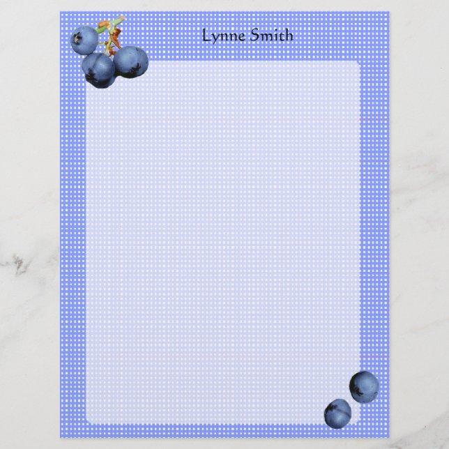 Lámina Letterhead personalizada de Blueberries (Anverso)