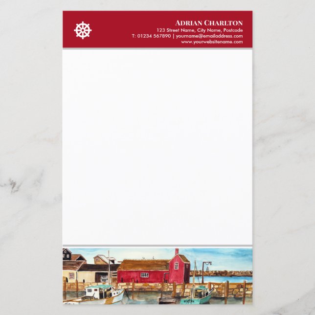 Lámina Letterhead Rockport Harbour Massachusetts (Anverso)
